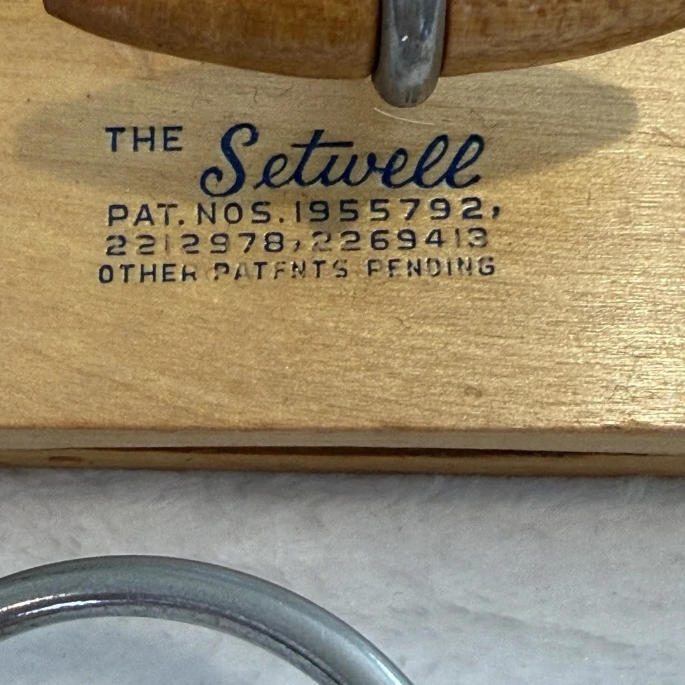 Vintage The Setwell Wooden Suit Hangers Lot 2 Coat Pants Clamp Mid Century